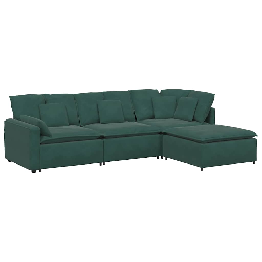 Thumbnail - vidaXL Modulares Sofa mit Fußhocker Kissen Samt Dunkelgrün