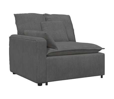 vidaXL Modulares Sofa mit Fu&szlig;hocker Kissen Cordstoff Dunkelgrau