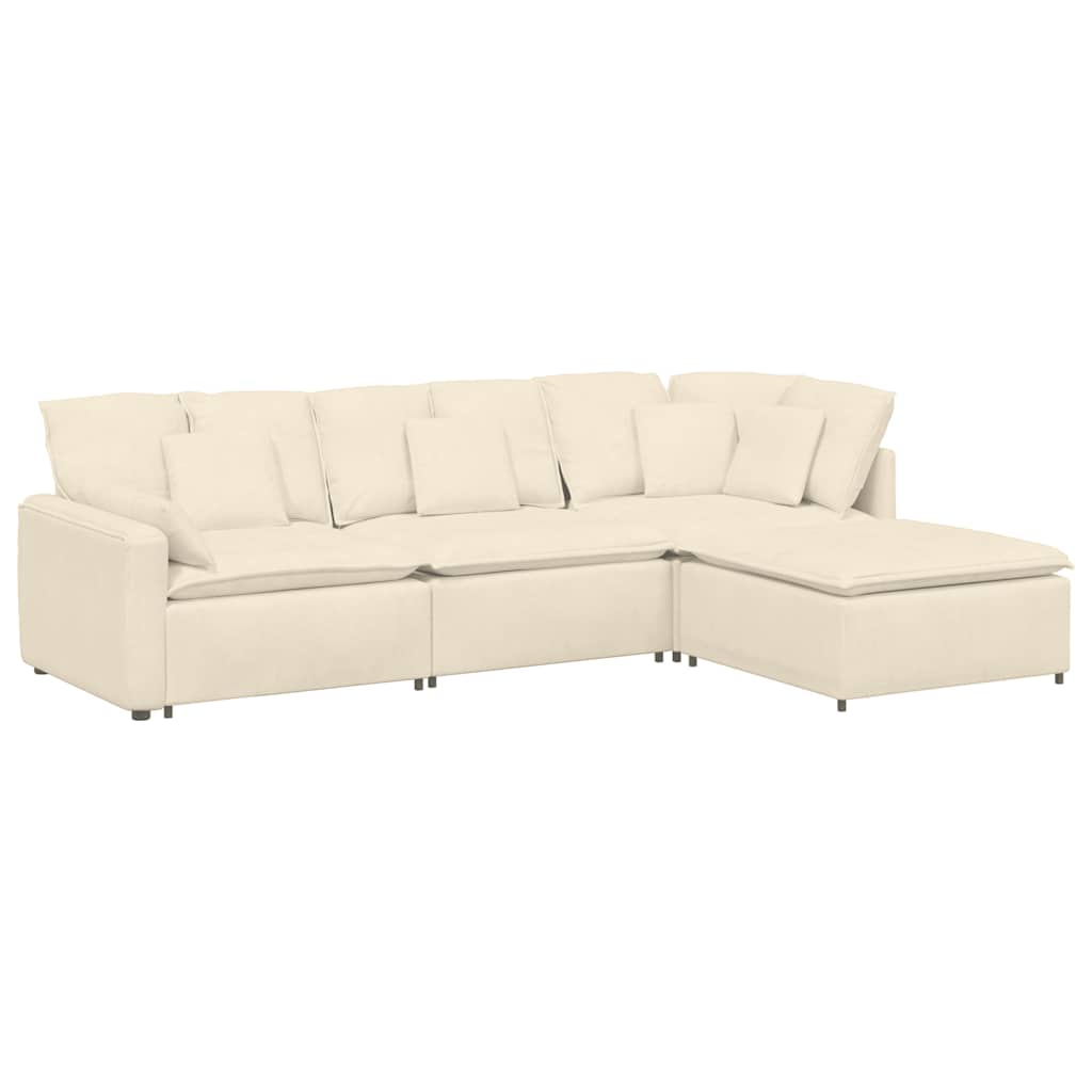 Thumbnail - vidaXL Modulares Sofa mit Fußhocker Kissen Cordstoff Creme