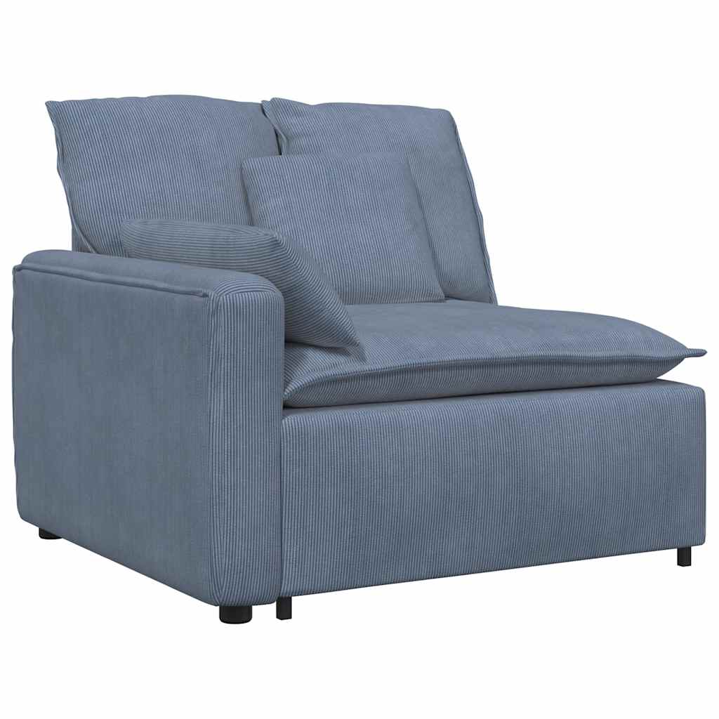 vidaXL Modulaire bank met voetenbank en kussens corduroy stof blauw afbeelding