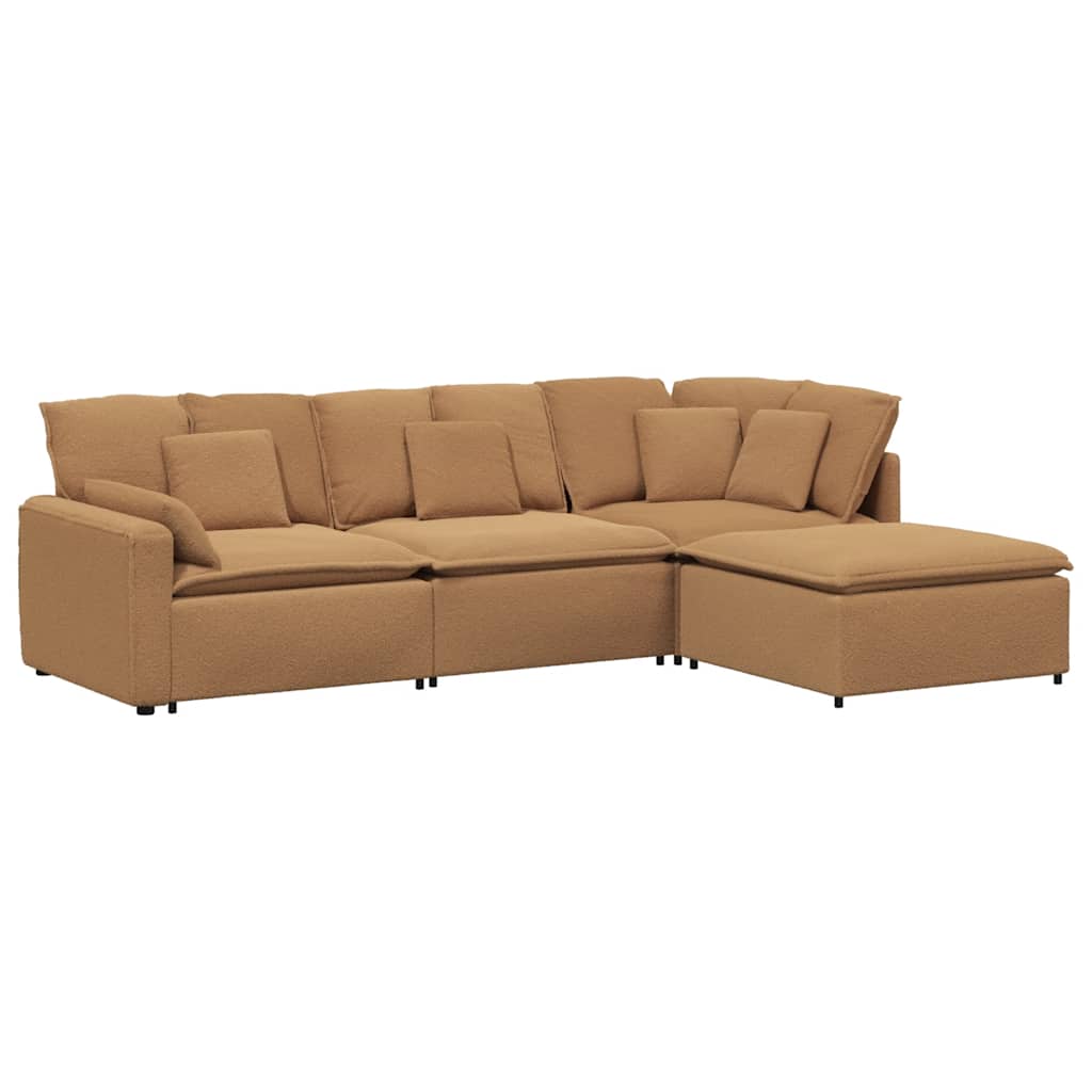 Thumbnail - vidaXL Modulares Sofa mit Hocker Kissen Stoff in Lammwolloptik Beige