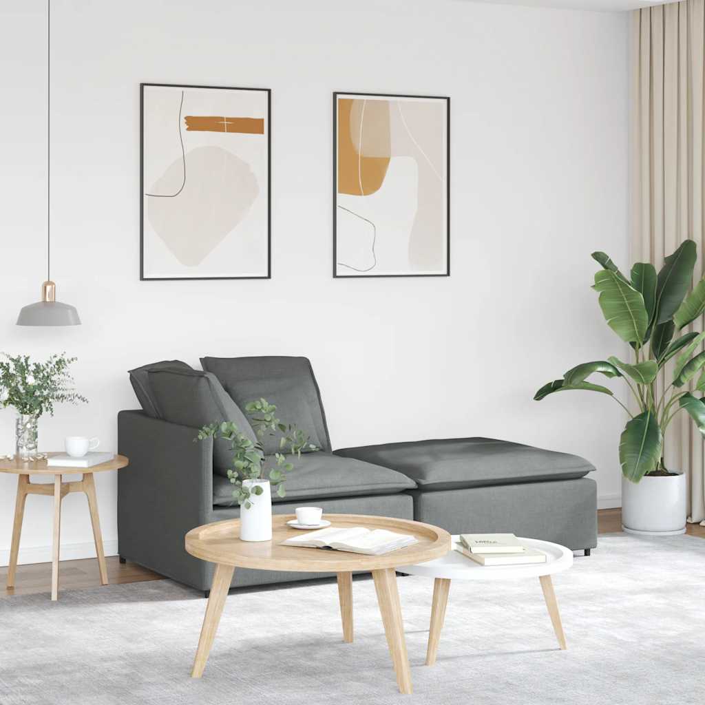 vidaXL Modulares Sofa mit Fußhocker Kissen Stoff Dunkelgrau