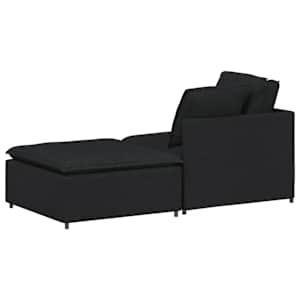 Modulární pohovka s podnožkou&polštáře černá látka - obrázek 7