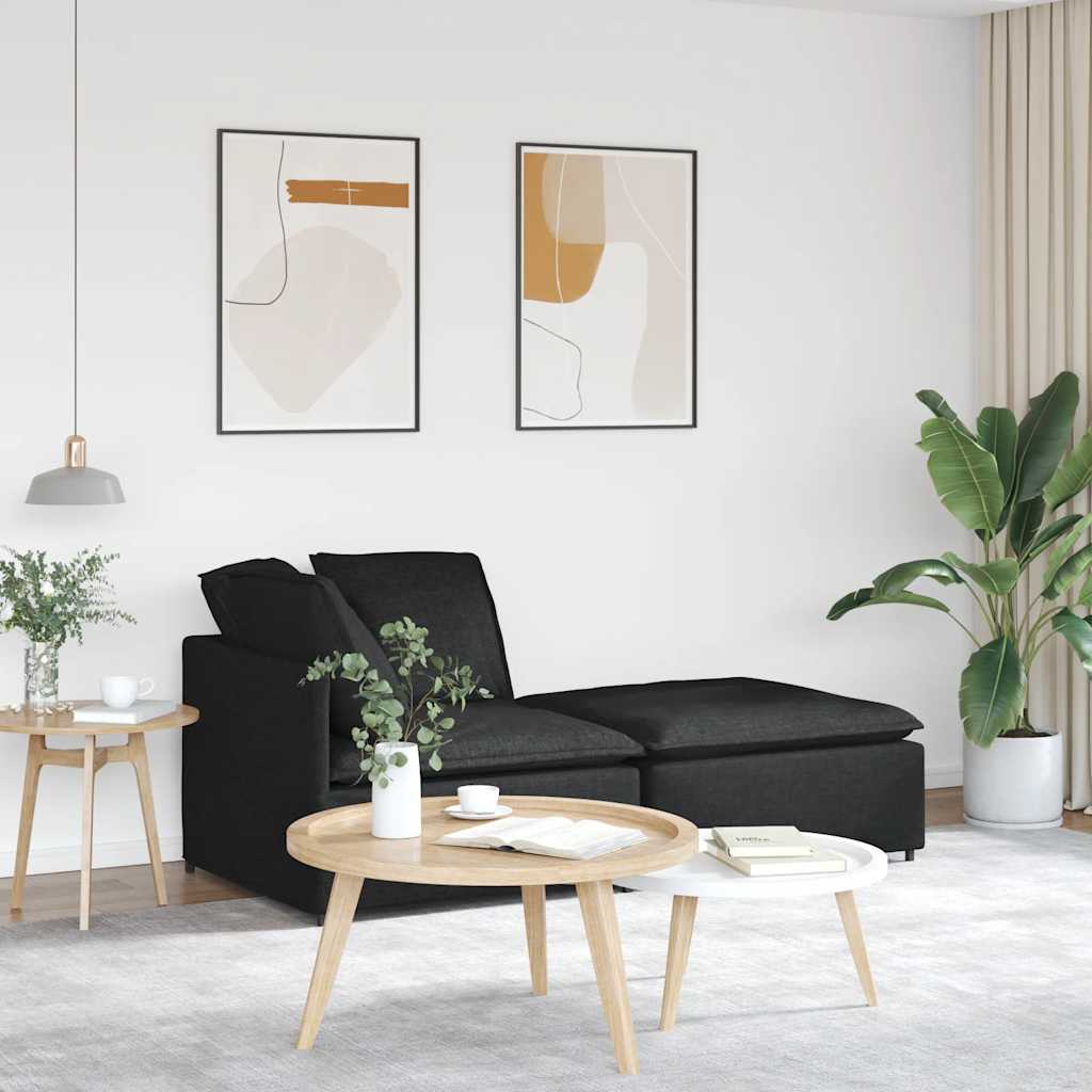 vidaXL modulsofa med fodskammel og hynder stof sort