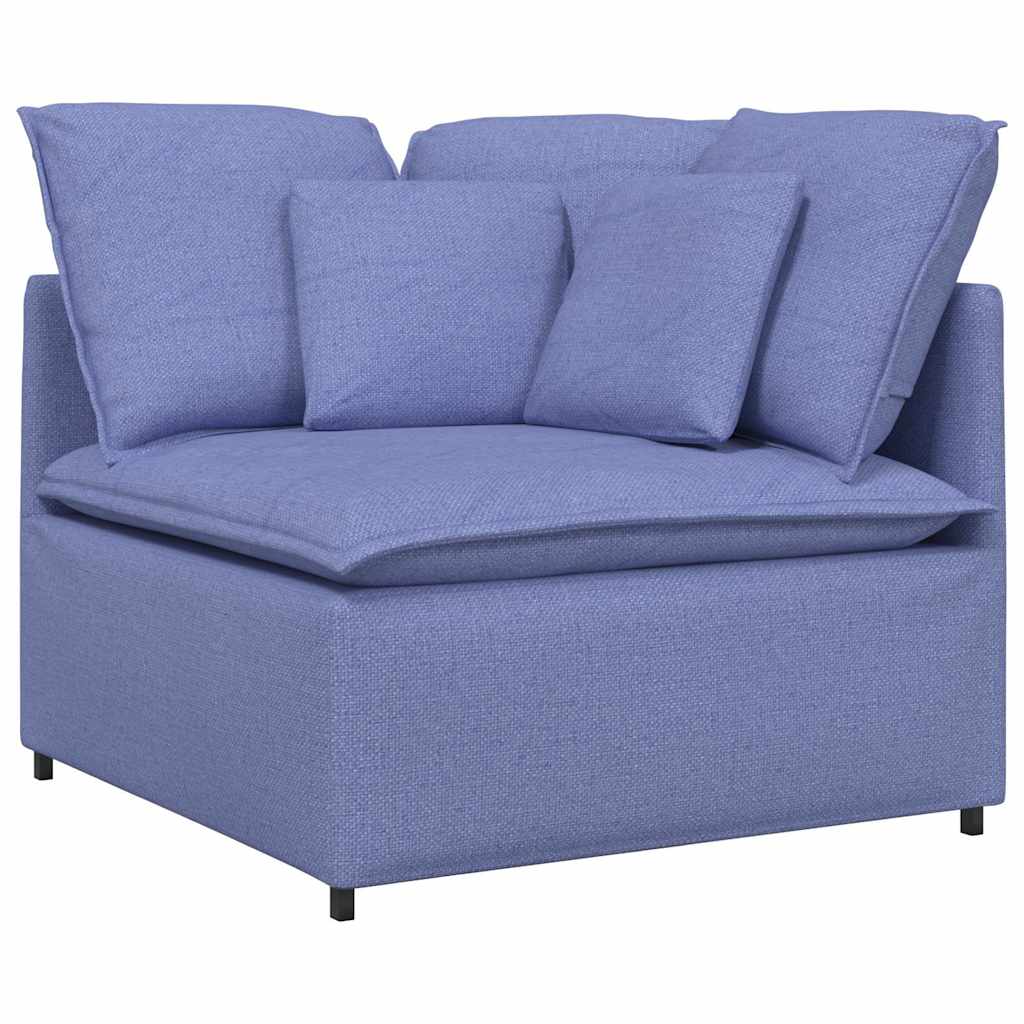 vidaXL Modulaire bank met voetenbank en kussens stof jeans blauw afbeelding