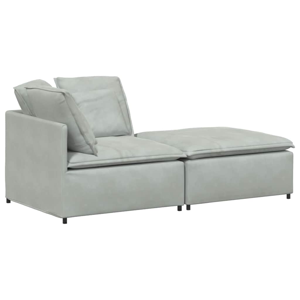 Thumbnail - vidaXL Modulares Sofa mit Fußhocker Kissen Samt Hellgrau