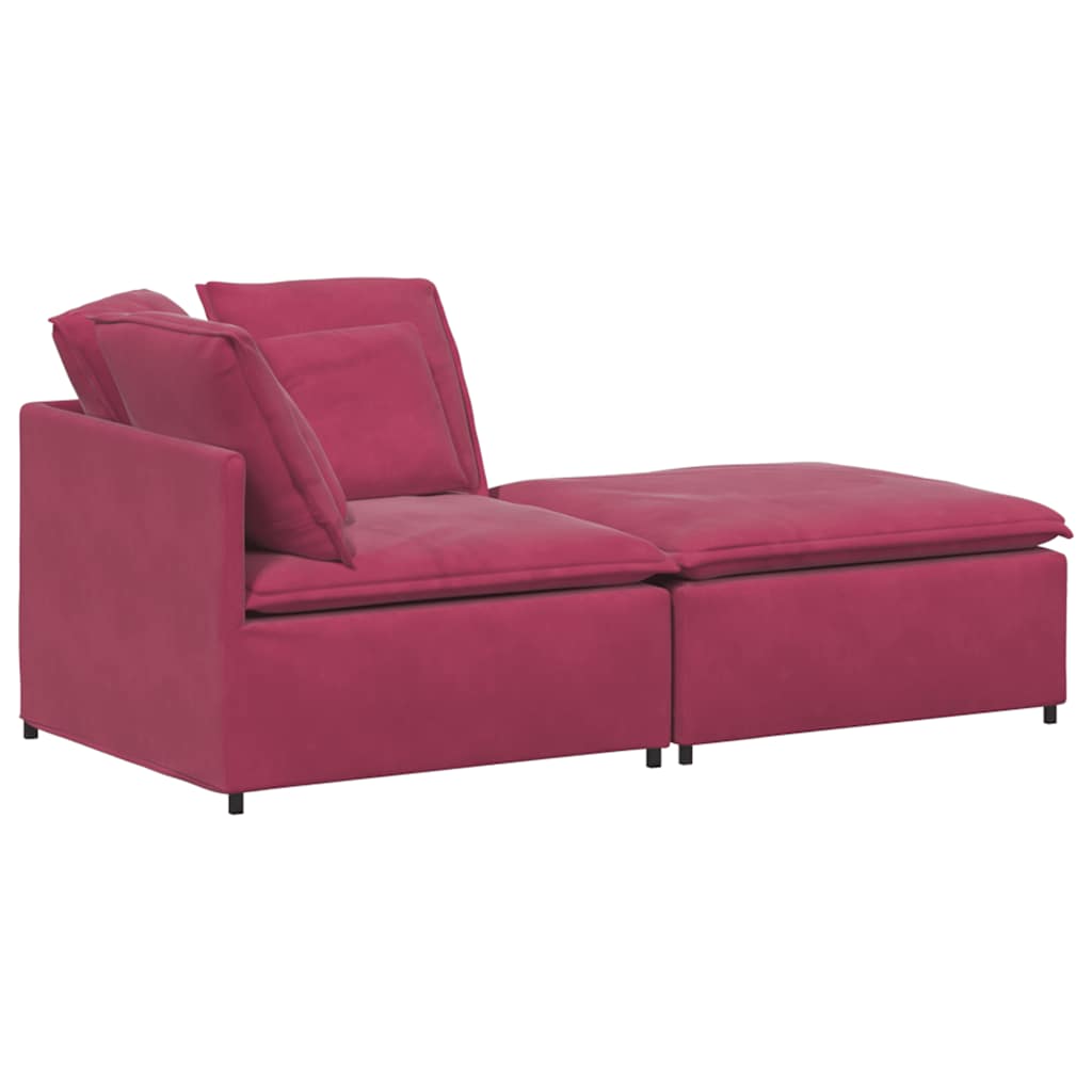 Thumbnail - vidaXL Modulares Sofa mit Fußhocker Kissen Samt Weinrot