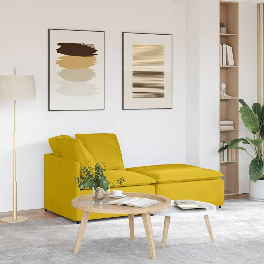 vidaXL Modulares Sofa mit Fußhocker Kissen Samt Gelb