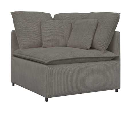 vidaXL Modulares Sofa mit Fu&szlig;hocker Kissen Cordstoff Hellgrau