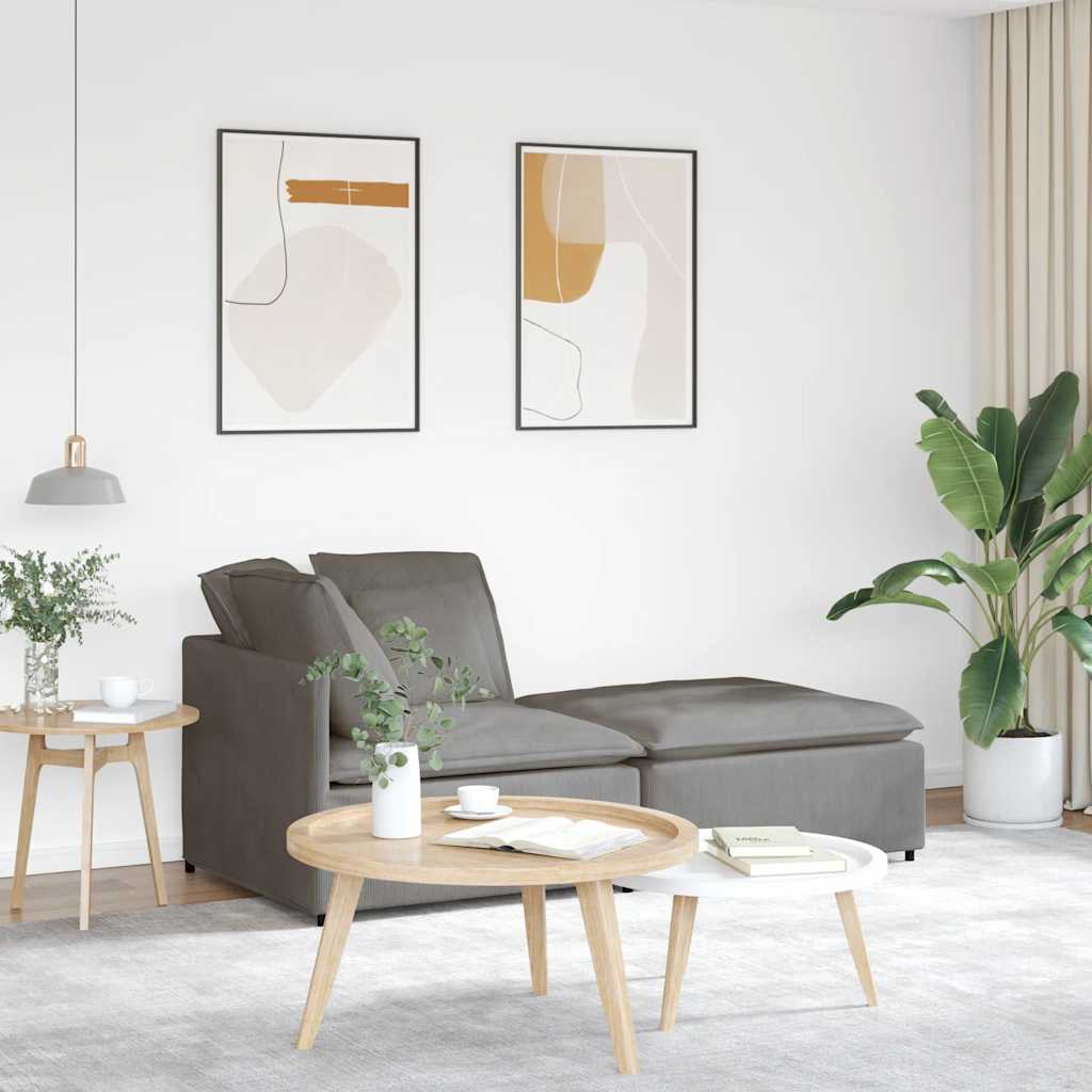 vidaXL modulsofa med fodskammel og hynder føjlsstof lysegrå