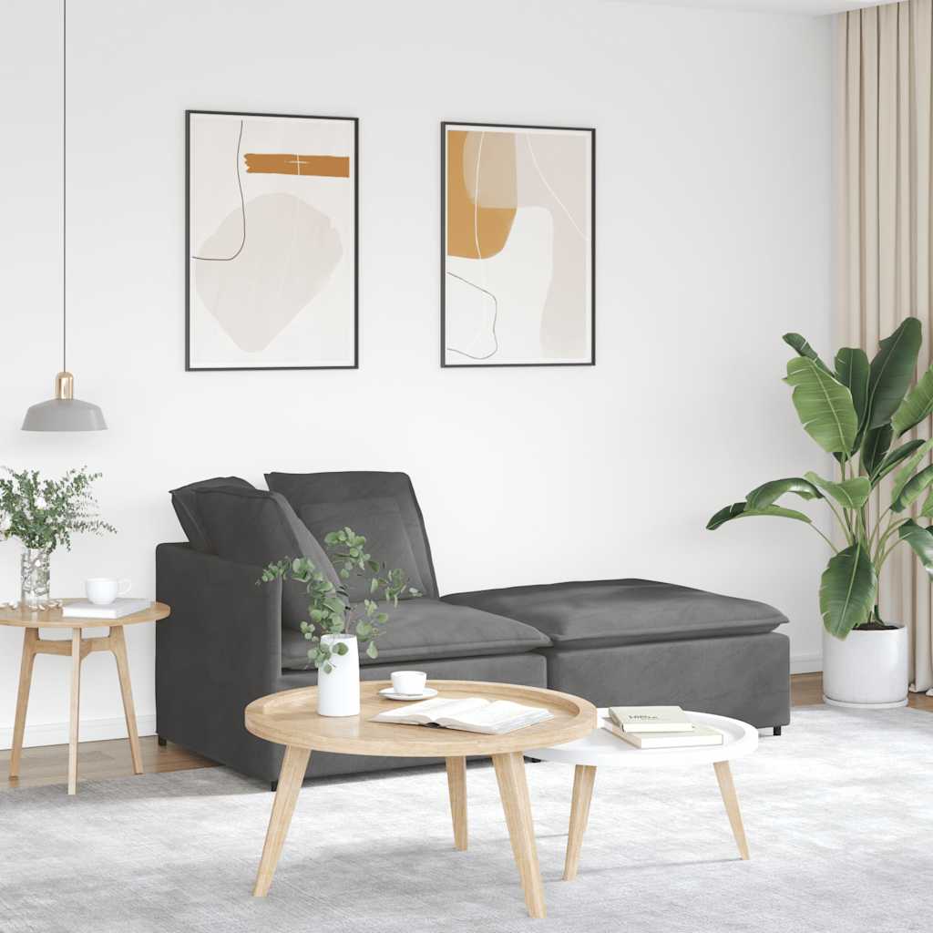 vidaXL modulsofa med fodskammel og hynder føjlsstof mørkegrå