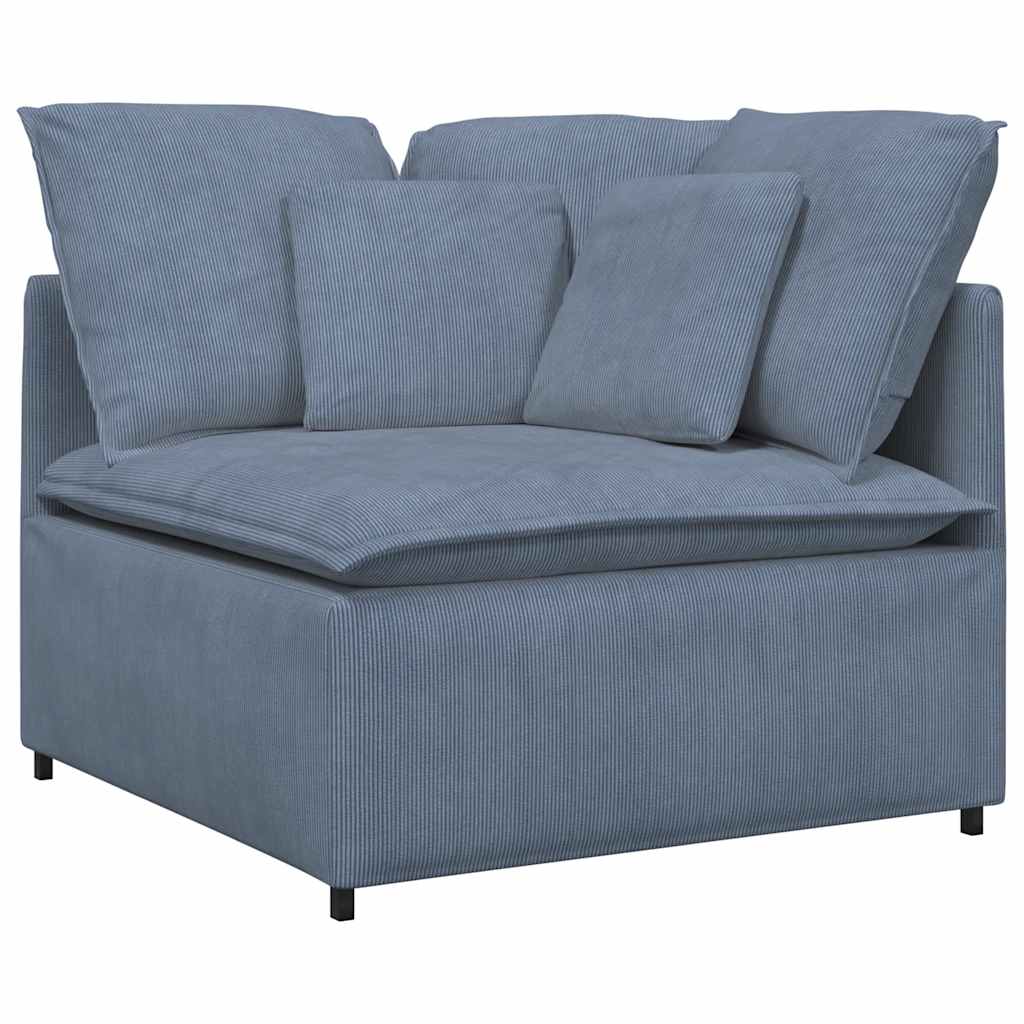 vidaXL Modulaire bank met voetenbank en kussens corduroy stof blauw afbeelding