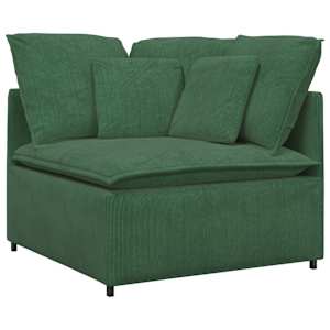 vidaXL Modulares Sofa mit Fu&szlig;hocker Kissen Cordstoff Dunkelgr&uuml;n