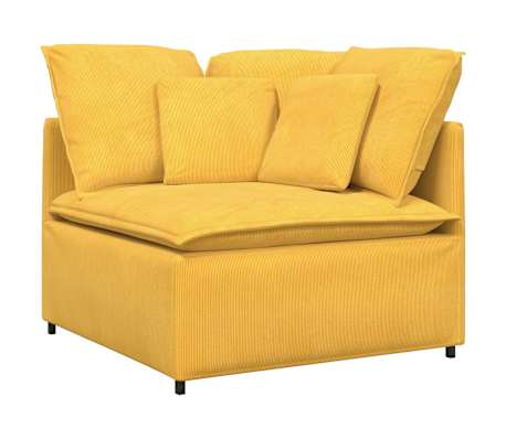vidaXL Modulsoffa med fotpall och dynor manchestertyg ljusgul