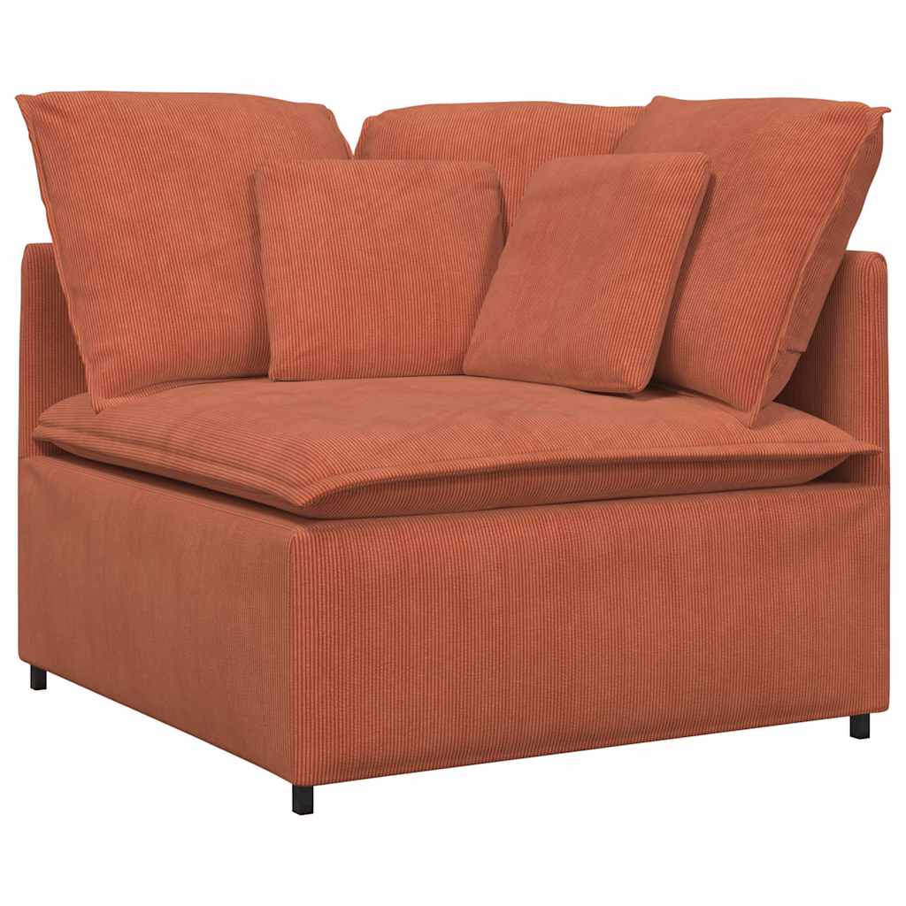vidaXL Modulaire bank met voetenbank&kussens corduroy stof rood oranje afbeelding