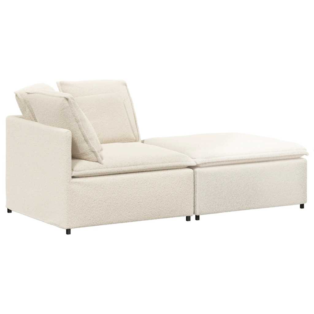 Thumbnail - vidaXL Modulares Sofa mit Hocker Kissen Stoff in Lammwolloptik Creme