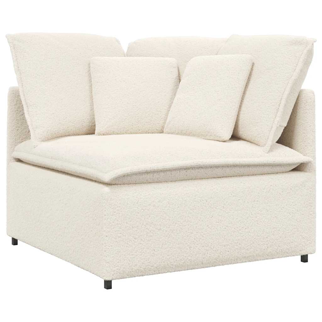 Thumbnail - vidaXL Modulares Sofa mit Hocker Kissen Stoff in Lammwolloptik Creme