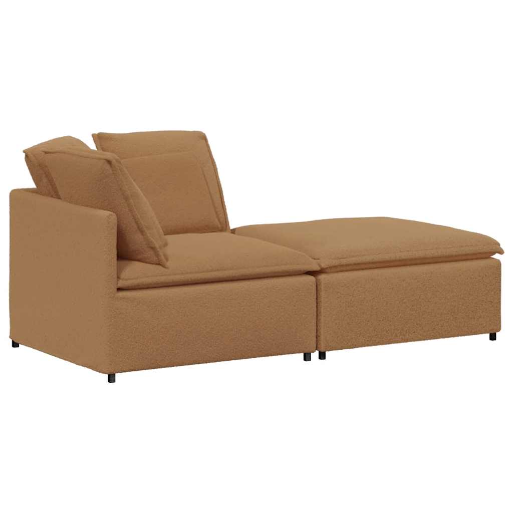 Thumbnail - vidaXL Modulares Sofa mit Hocker Kissen Stoff in Lammwolloptik Beige