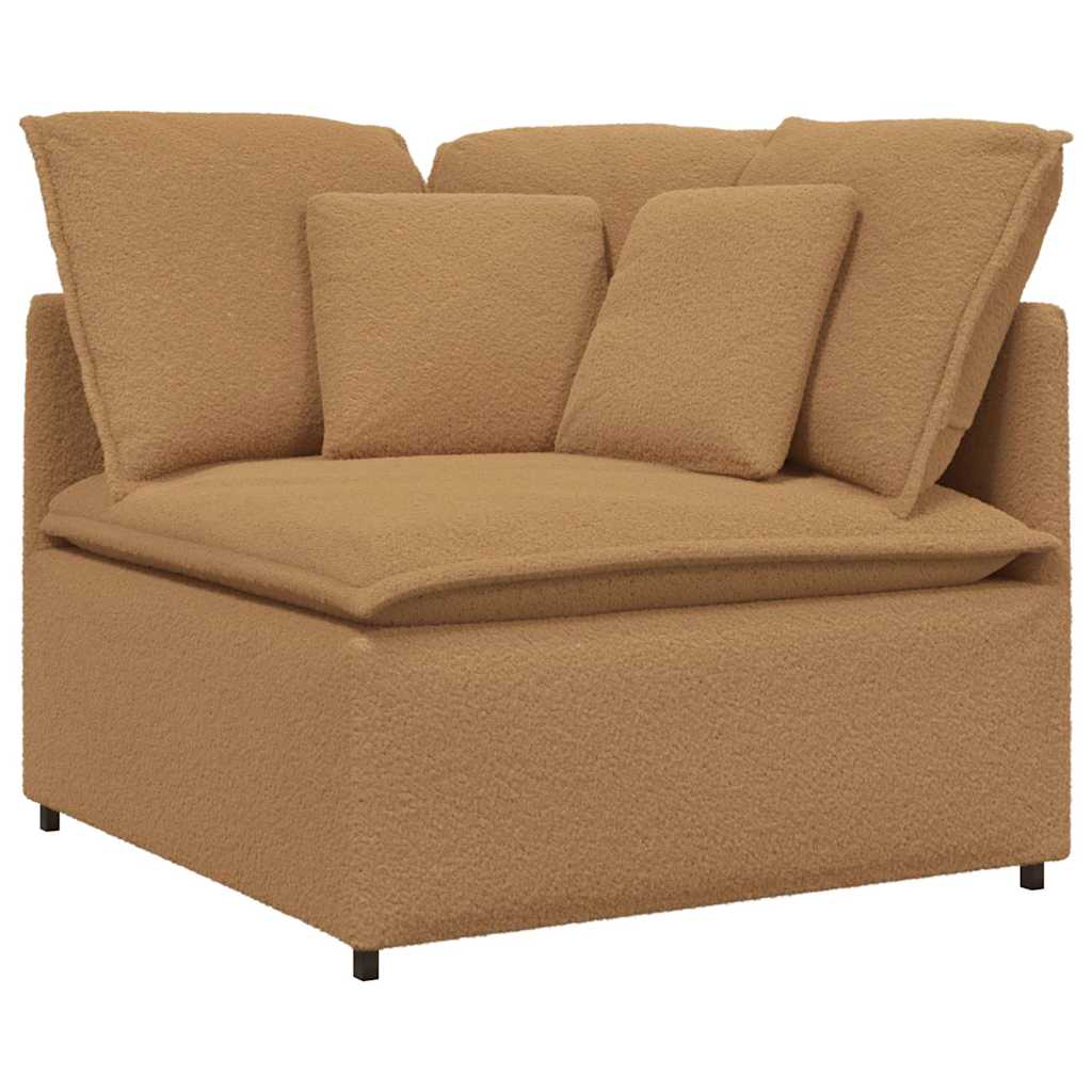 Thumbnail - vidaXL Modulares Sofa mit Hocker Kissen Stoff in Lammwolloptik Beige