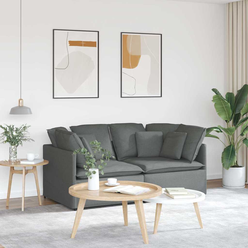 vidaXL Modulares Sofa mit Kissen Stoff Dunkelgrau