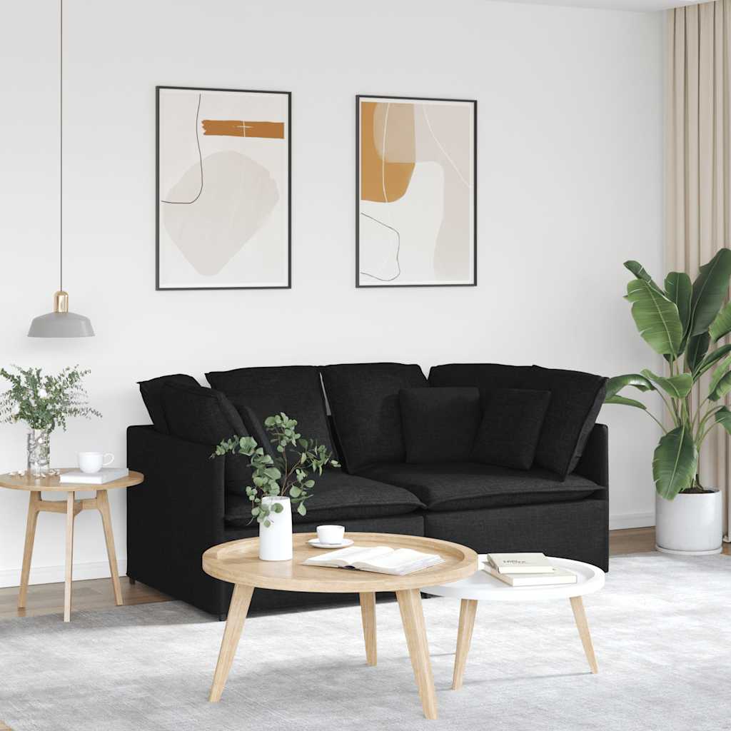 vidaXL Modulares Sofa mit Kissen Stoff Schwarz