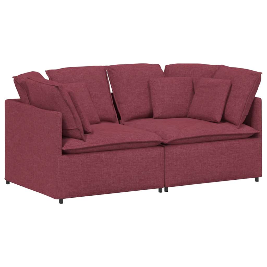 Thumbnail - vidaXL Modulares Sofa mit Kissen Stoff Weinrot