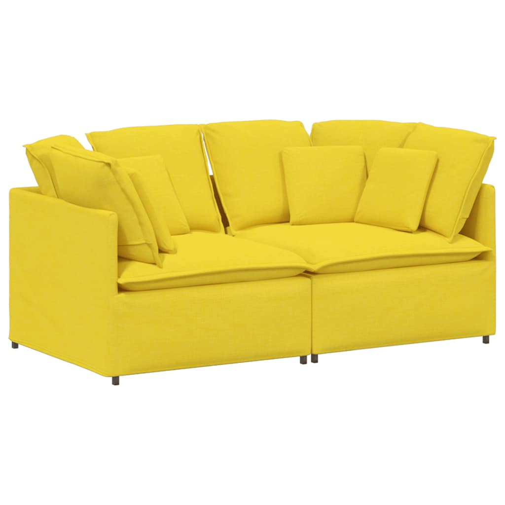 Thumbnail - vidaXL Modulares Sofa mit Kissen Stoff Hellgelb