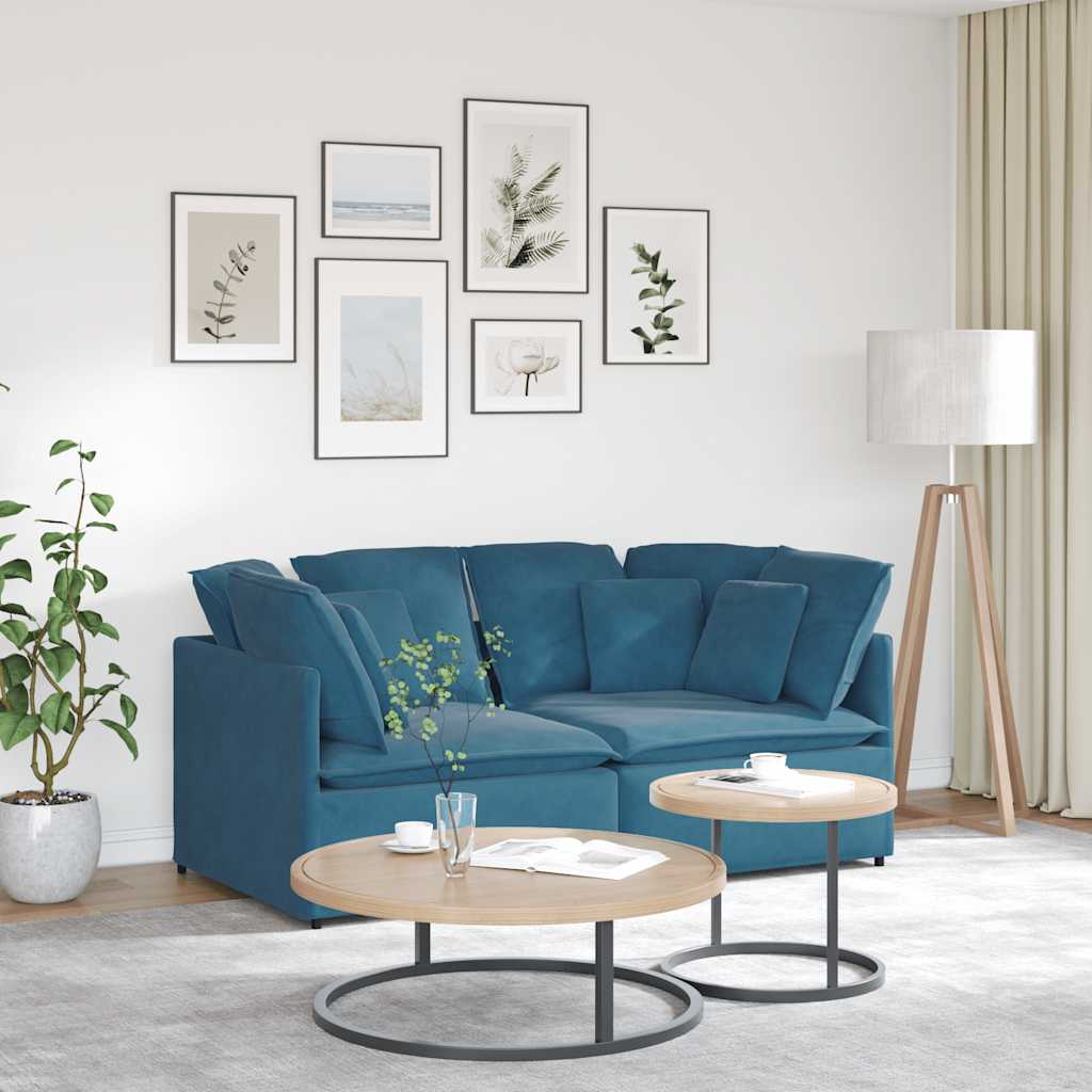 vidaXL Modulares Sofa mit Kissen Samt Blau