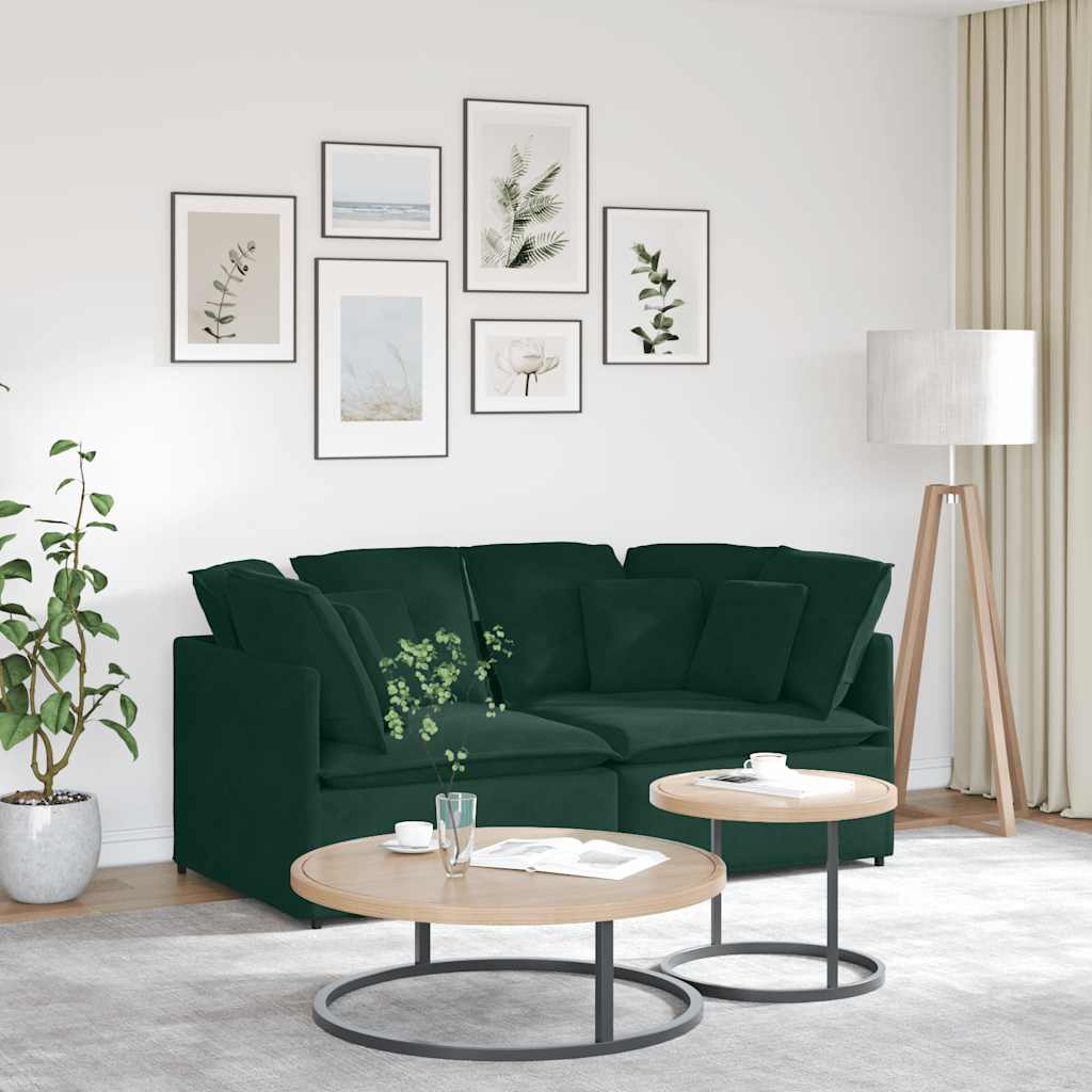 vidaXL Modulares Sofa mit Kissen Samt Dunkelgrün