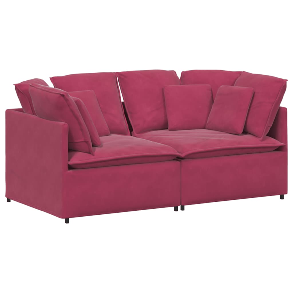 Thumbnail - vidaXL Modulares Sofa mit Kissen Samt Weinrot