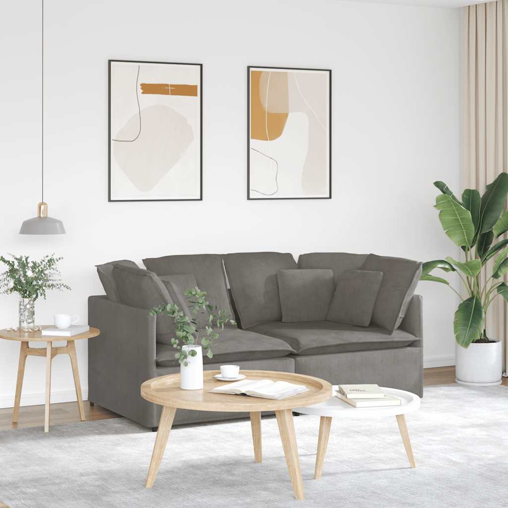 vidaXL Modulares Sofa mit Kissen Cordstoff Hellgrau