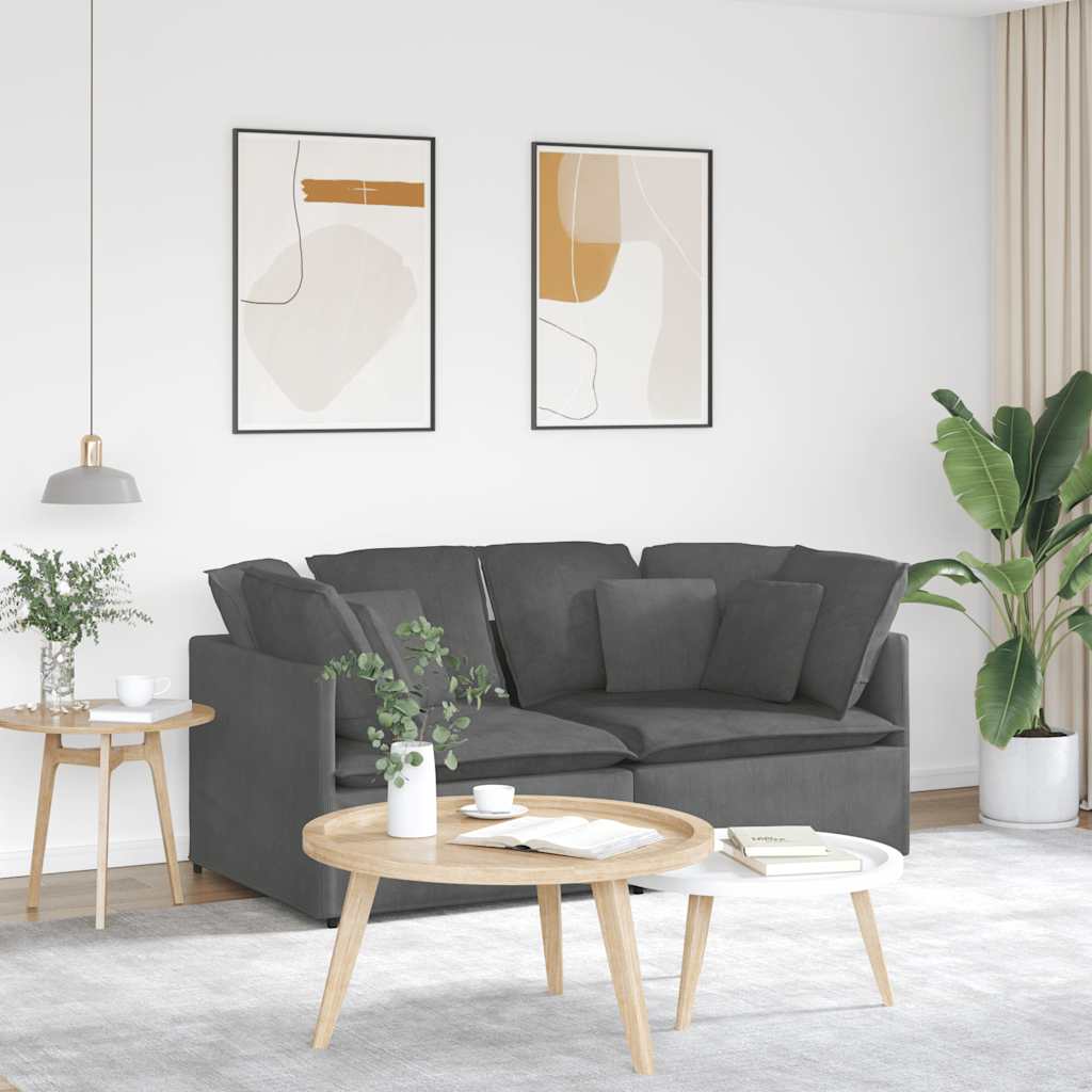 vidaXL Modulares Sofa mit Kissen Cordstoff Dunkelgrau