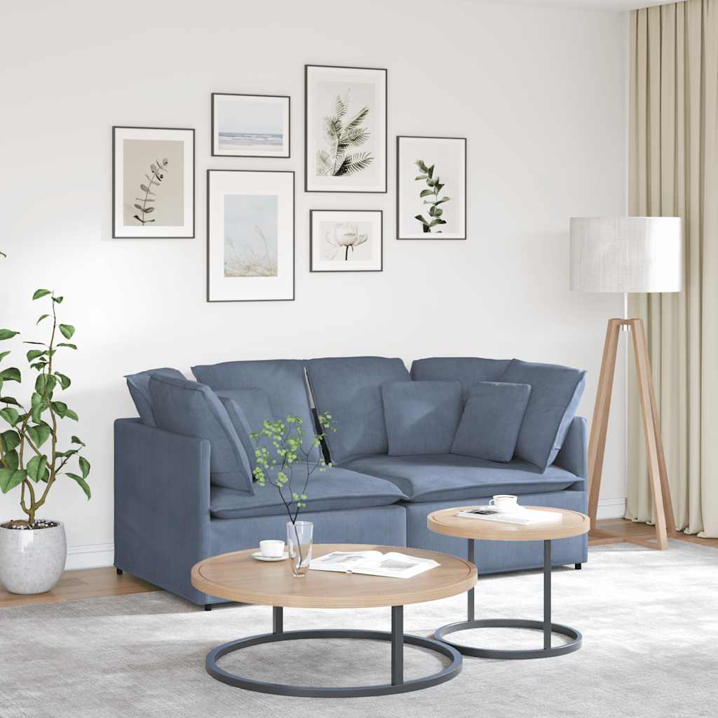 vidaXL Modulares Sofa mit Kissen Cordstoff Blau