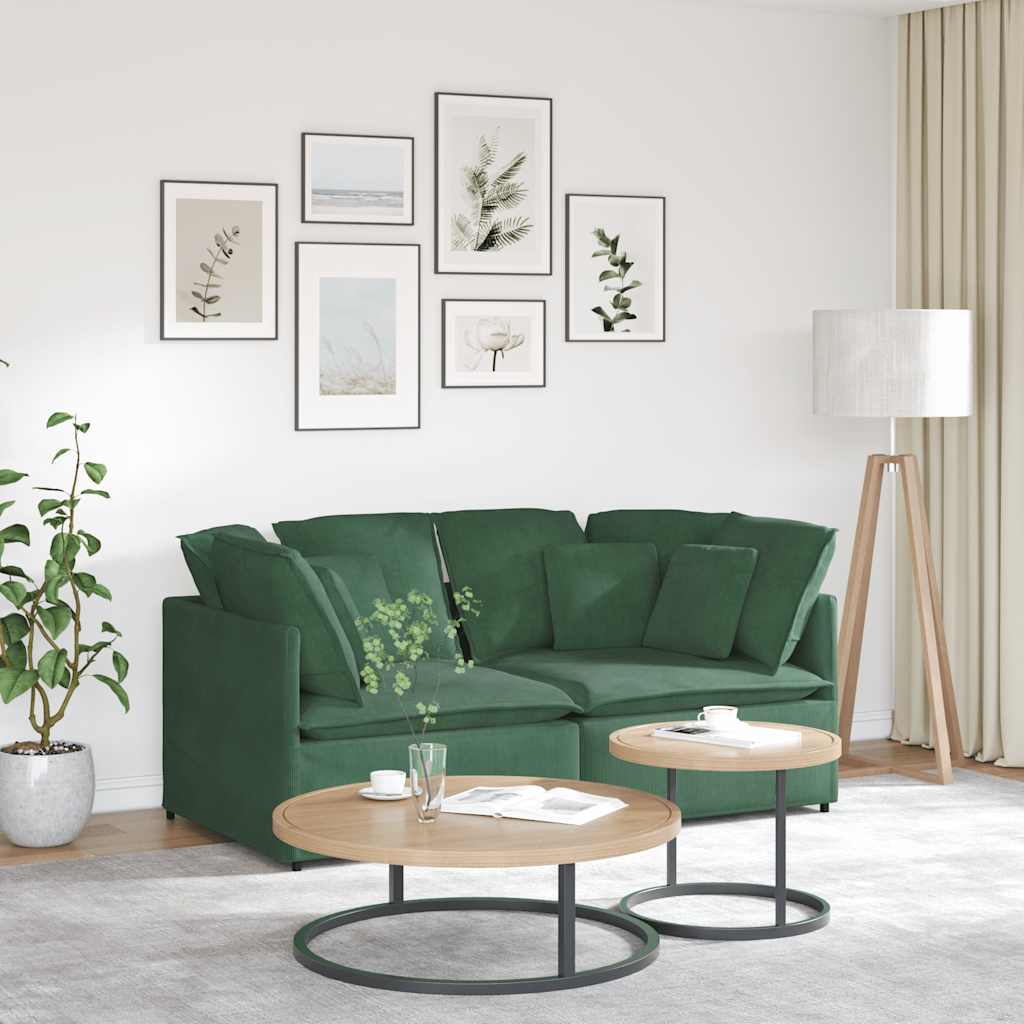 vidaXL Modulares Sofa mit Kissen Cordstoff Dunkelgrün
