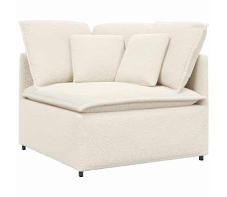 vidaXL Canapea modulară cu perne, țesătură ondulată ca l&acirc;nă, crem