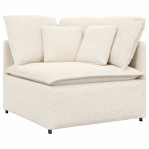 vidaXL Canapea modulară cu perne, țesătură ondulată ca l&acirc;nă, crem