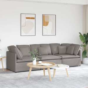Modulární pohovka s polštáři textil taupe - obrázek 1
