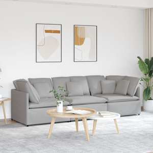 Modulární pohovka s polštáři textil obláčkově šedá - obrázek 1