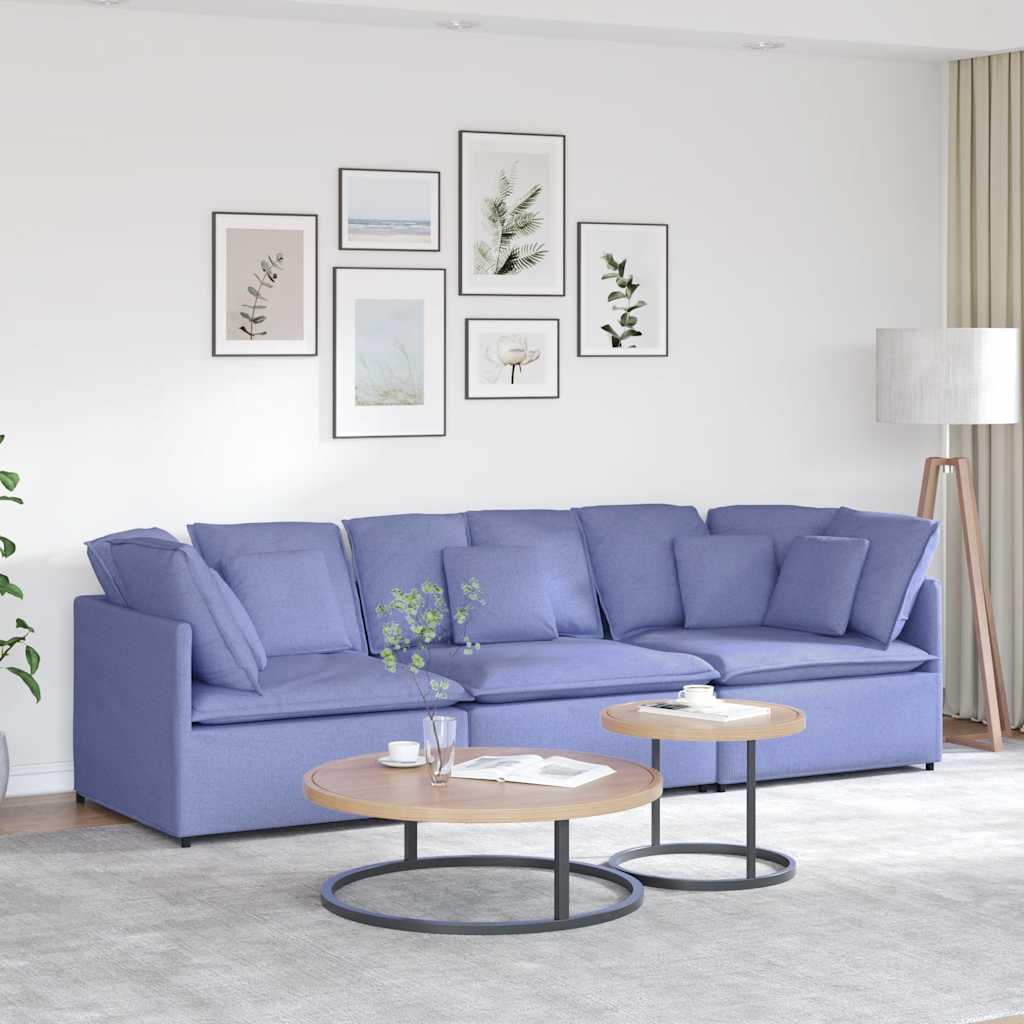 vidaXL Modulares Sofa mit Kissen Stoff Jeansblau