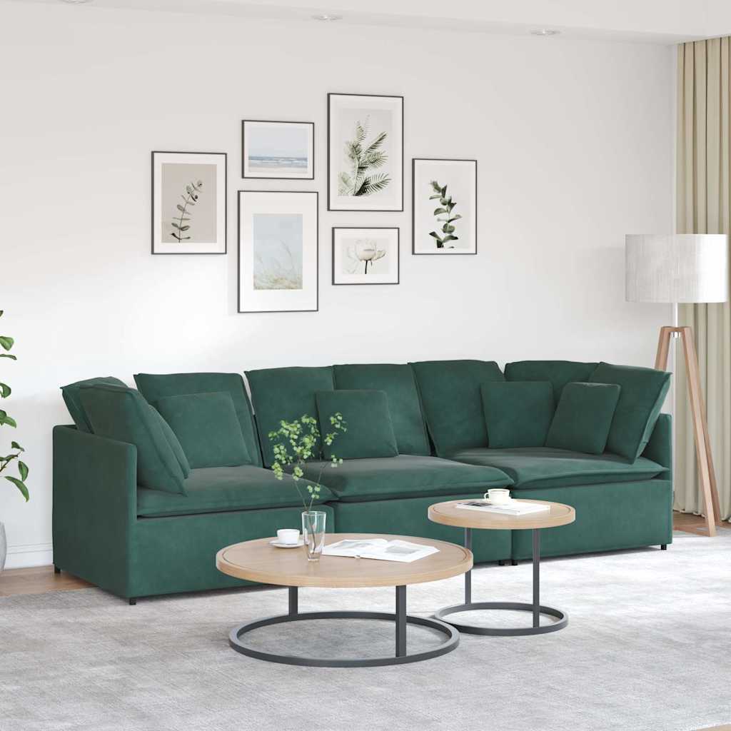 vidaXL Modulares Sofa mit Kissen Samt Dunkelgrün