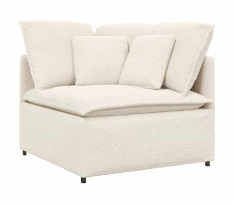 vidaXL Canapea modulară cu perne, țesătură ondulată ca l&acirc;nă, crem