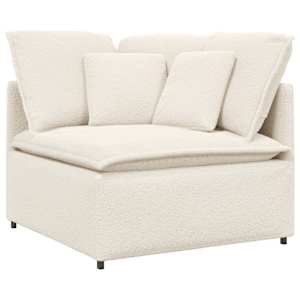 vidaXL Canapea modulară cu perne, țesătură ondulată ca l&acirc;nă, crem