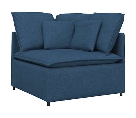 vidaXL Modulares Sofa mit Fu&szlig;hocker Kissen Stoff Blau