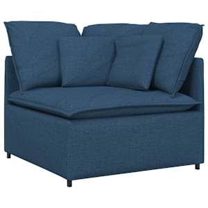 vidaXL Modulares Sofa mit Fu&szlig;hocker Kissen Stoff Blau