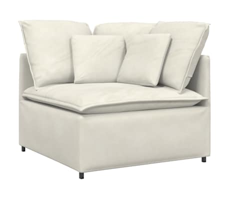 vidaXL Canapea modulară cu taburet și perne, catifea, crem