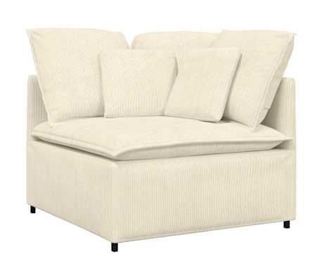 vidaXL Canapea modulară cu taburet și perne, țesătură velur, crem