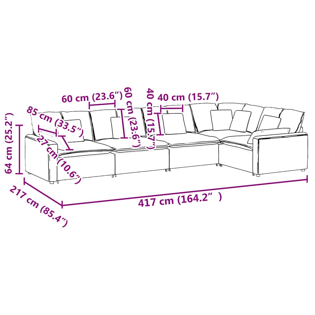 Canapea modulară cu perne, gri deschis, catifea [11]