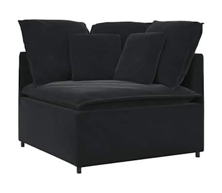 vidaXL Modulares Sofa mit Kissen Samt Schwarz