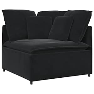 vidaXL Modulares Sofa mit Kissen Samt Schwarz