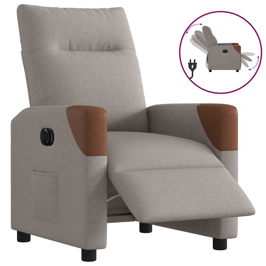 vidaXL Relaxsessel Elektrisch Taupe Stoff